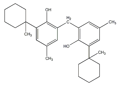 2,2'-亚甲基二[4-甲基-6-(1-甲基环己基)]酚结构式