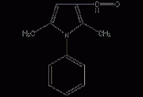 2,5-二甲基-1-苯基吡咯-3-羰醛结构式